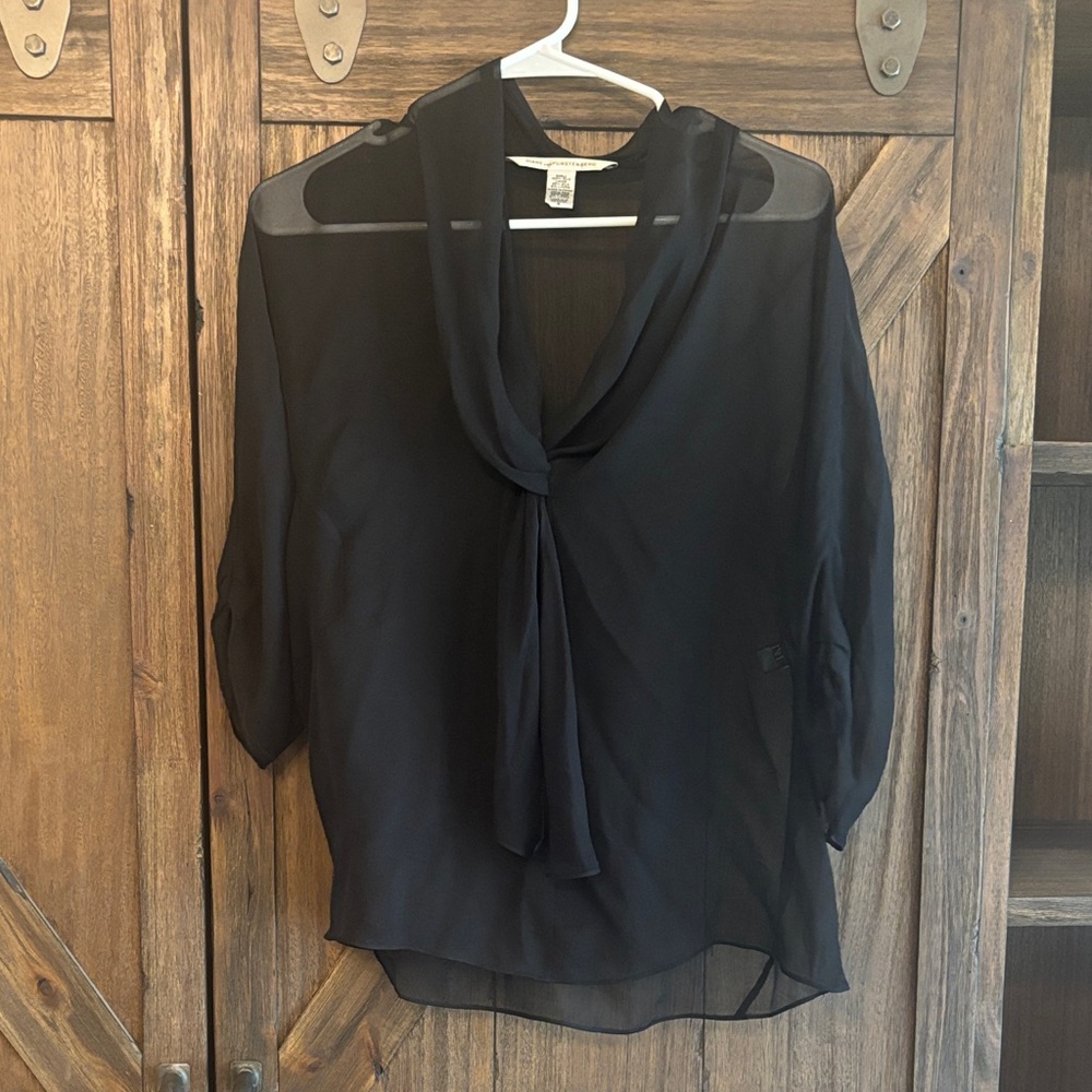 Diane Von Furstenberg Black Sheer Blouse
